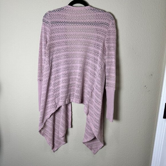 PAINTED THREADS Open Weave Drape Front Blush Pink Cardigan Size Medium - Picture 7 of 8